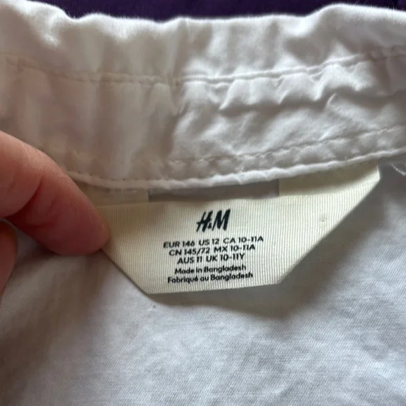 Kids boys White Short Sleeve Shirt H&M size 10-11 - Picture 2 of 3